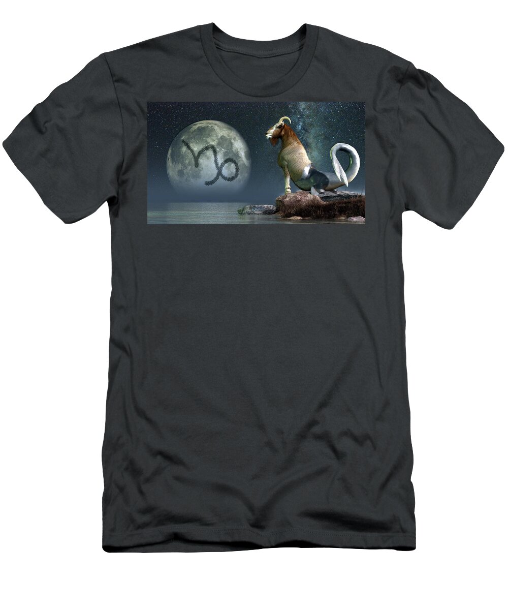 Capricorn T-Shirt featuring the digital art Capricorn Zodiac Symbol by Daniel Eskridge