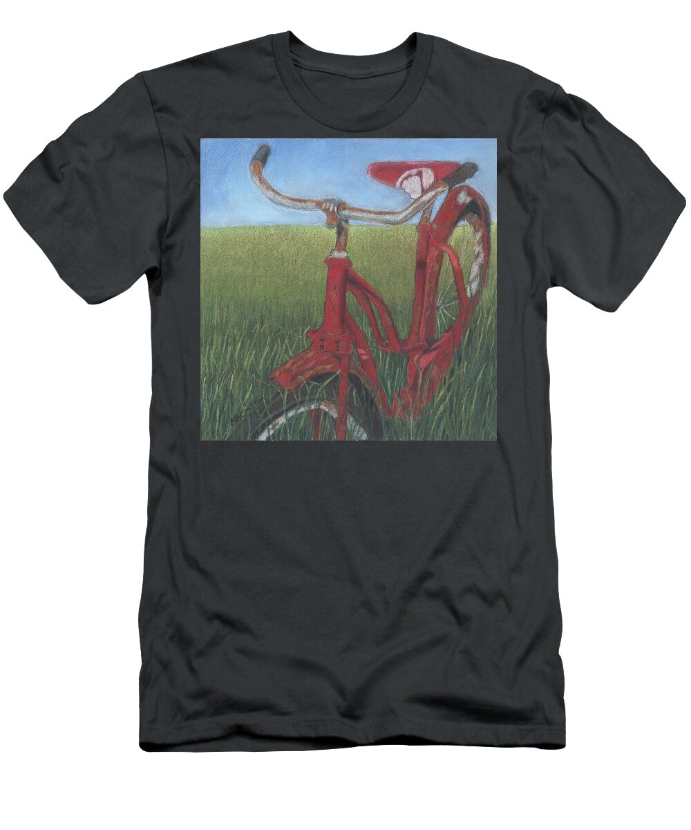 Bike T-Shirt featuring the drawing Carole's Bike by Arlene Crafton