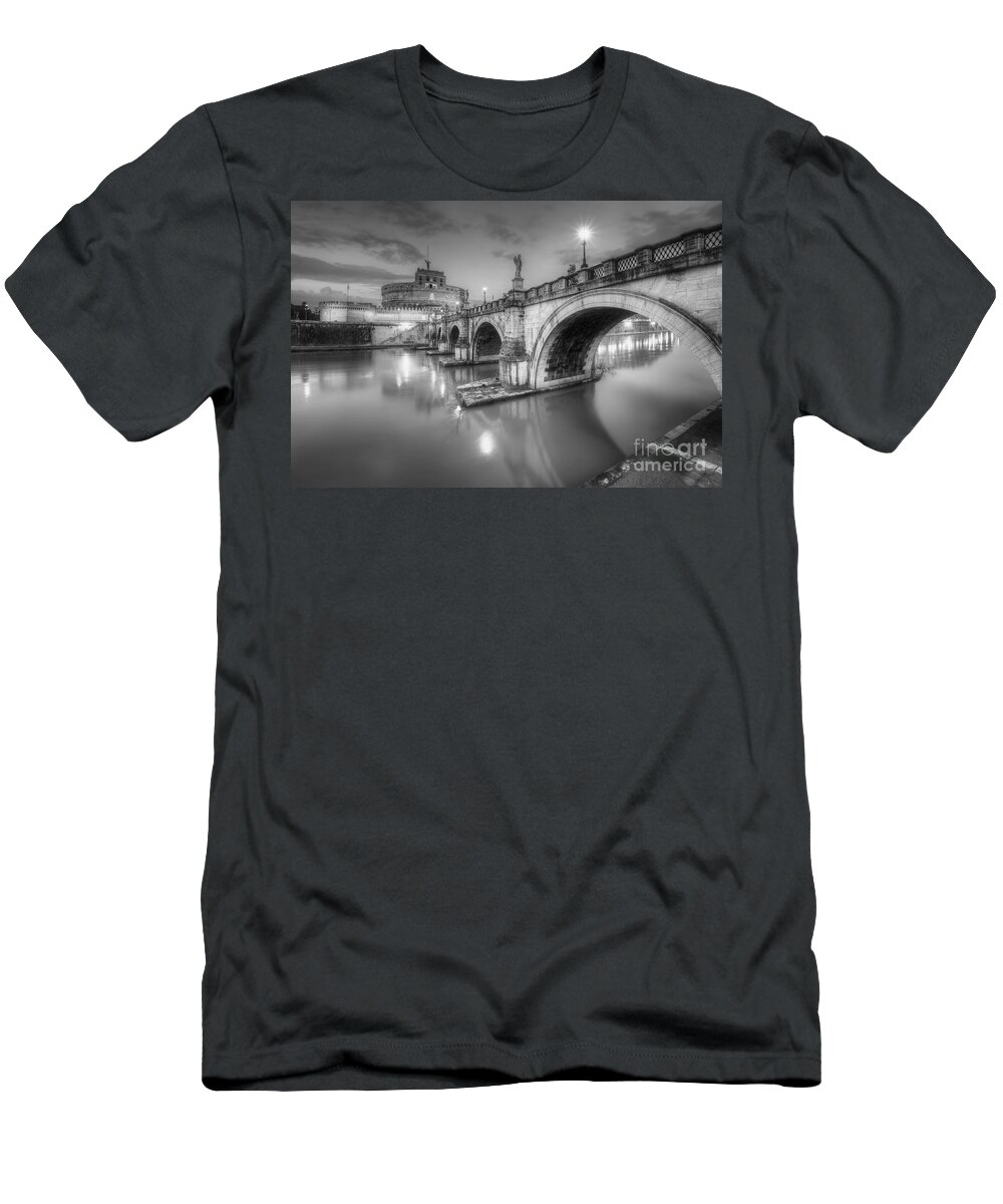 Yhun Suarez T-Shirt featuring the photograph Castel Sant' Angelo BW by Yhun Suarez