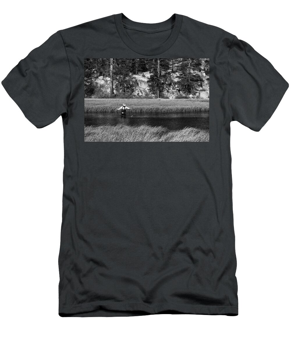 Fisherman T-Shirt featuring the photograph Catch of the Day Black and White Monochrome by Ram Vasudev