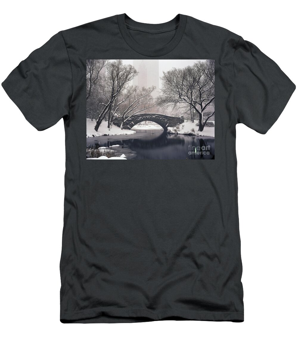 Gapstow Bridge T-Shirt featuring the photograph Central Park In The Snow by Rafael Macia