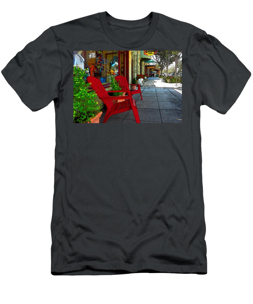 Chairs T-Shirt featuring the photograph Chairs On A Sidewalk by James Eddy