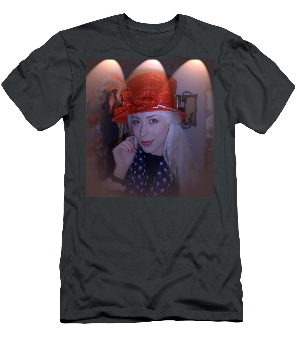 Classy T-Shirt featuring the photograph Charlotte Choosing A Hat by Asa Jones