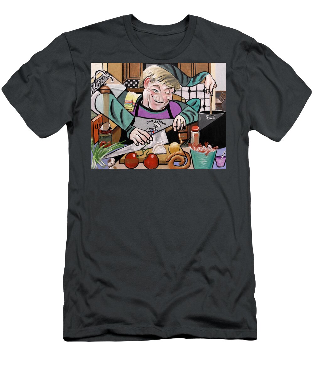 Chef T-Shirt featuring the painting Chef With Heart by Anthony Falbo