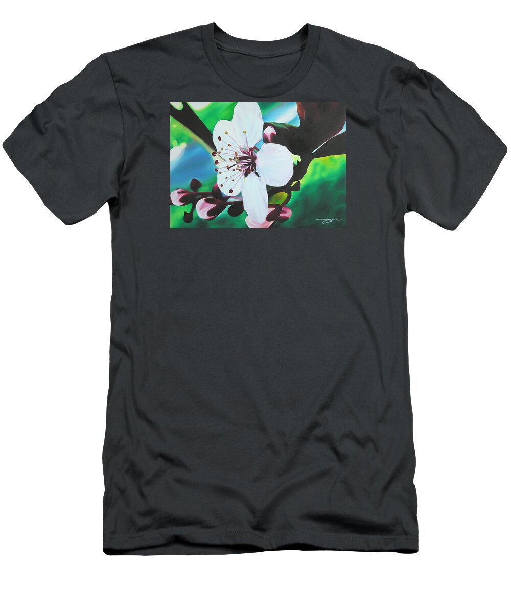 Flower T-Shirt featuring the painting Cherry blosom by Joshua Morton