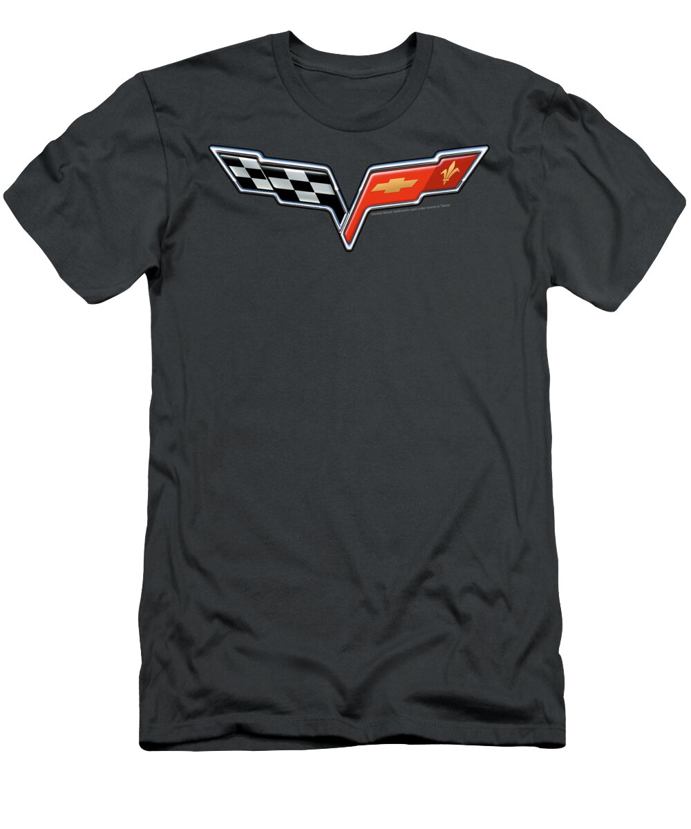  T-Shirt featuring the digital art Chevrolet - The Vette Medallion by Brand A