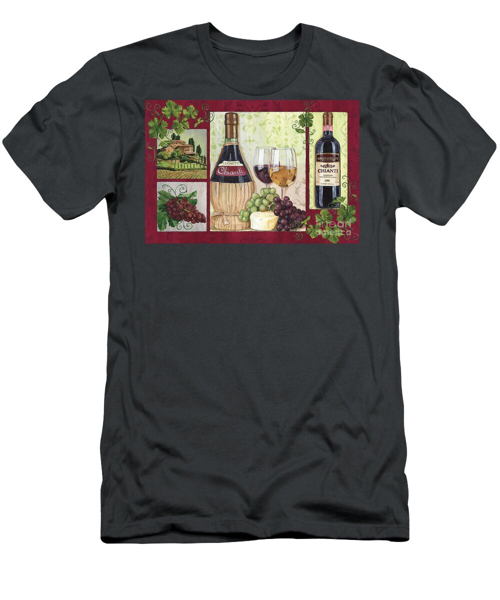 Wine T-Shirt featuring the painting Chianti and Friends 2 by Debbie DeWitt