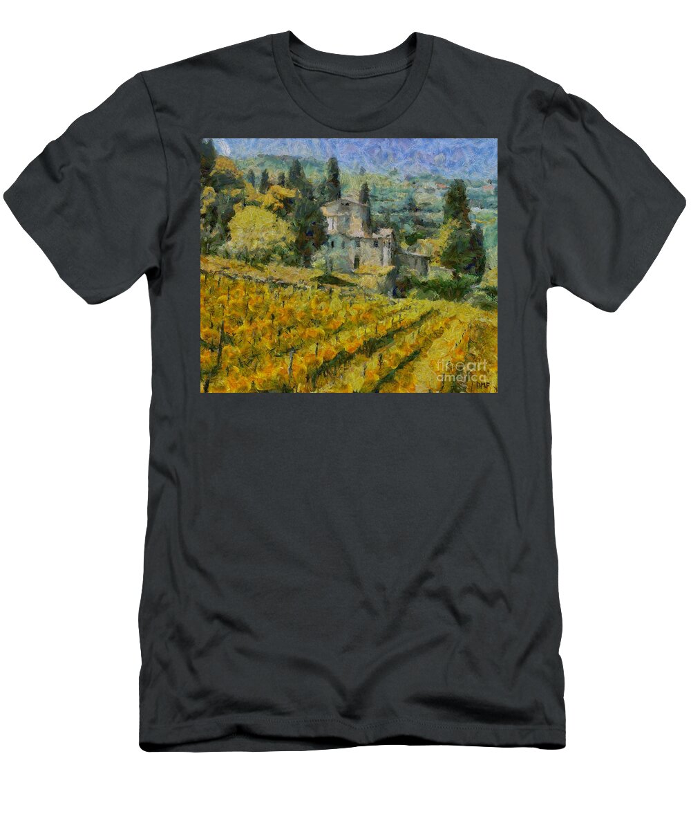 Landscapes T-Shirt featuring the painting Chianti Vineyard by Dragica Micki Fortuna