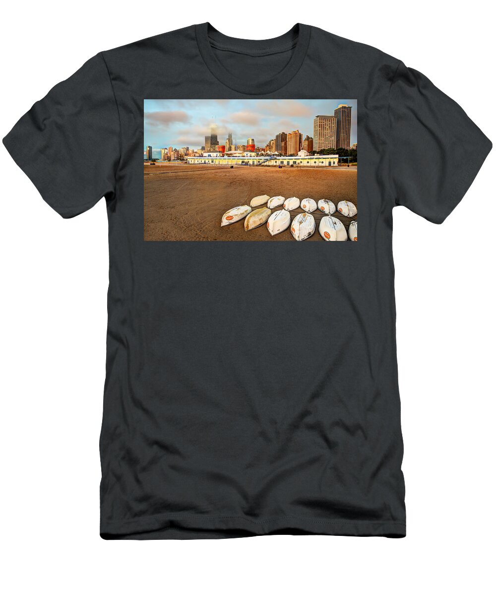 America T-Shirt featuring the photograph Chicago Skyline From North Avenue Beach by Gregory Ballos