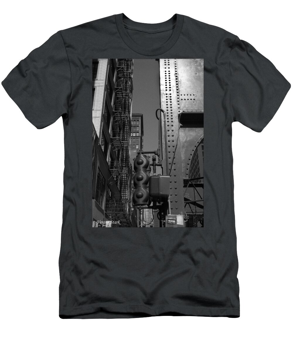Black & White Film T-Shirt featuring the photograph Chicago My Favorite City 4 by Verana Stark