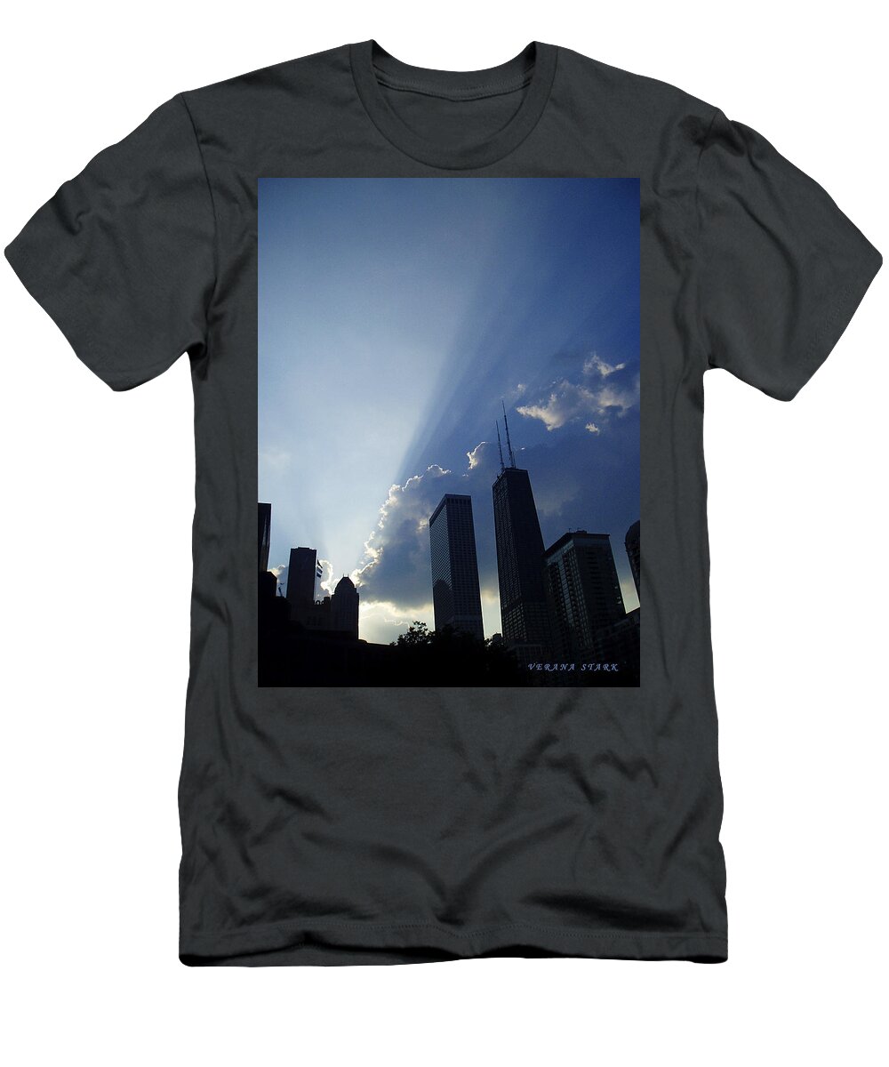 Chicago T-Shirt featuring the photograph Chicago Sunset by Verana Stark