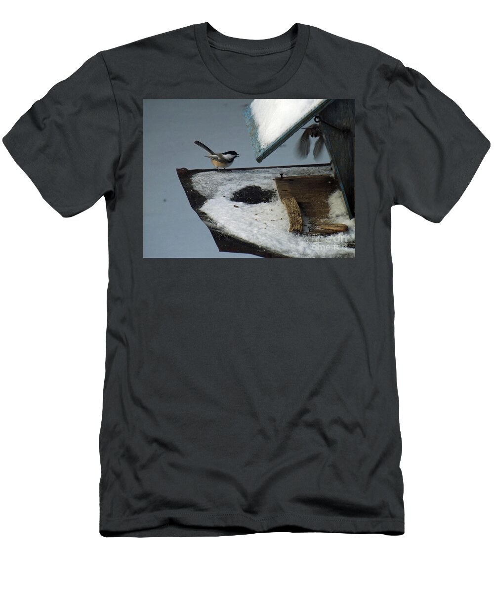 Chickadee T-Shirt featuring the photograph Chickadees Conversing by Brenda Brown