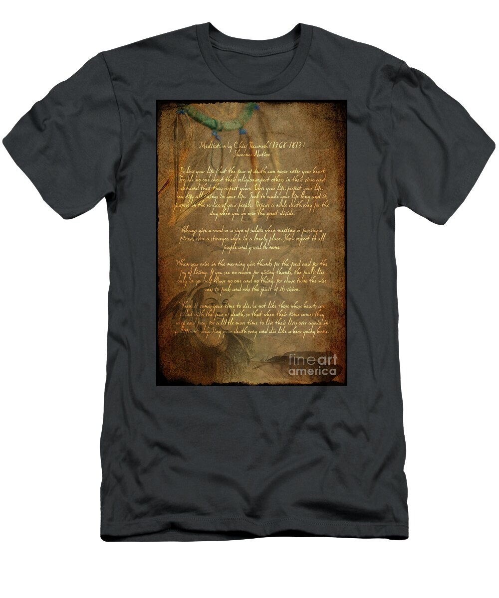 Chief Tecumseh Poem T-Shirt featuring the digital art Chief Tecumseh Poem by Wayne Moran