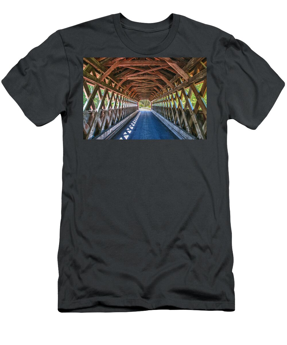 Arlington Vt T-Shirt featuring the photograph Chiselville Bridge by Guy Whiteley