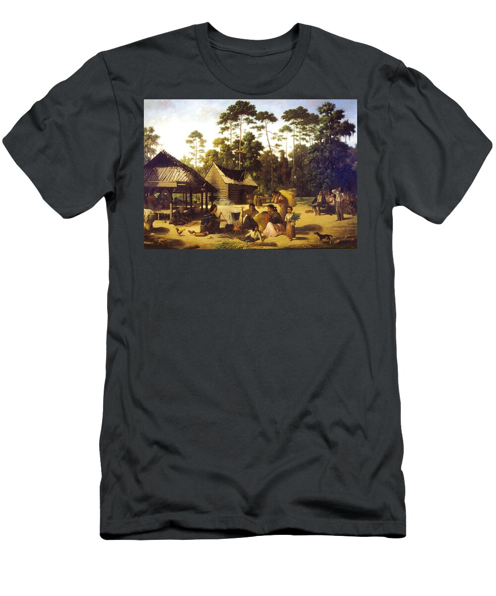 George Catlin T-Shirt featuring the digital art Choctaw Village by George Catlin