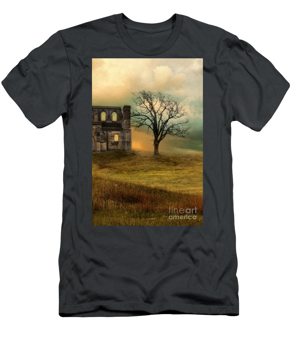 Ruin T-Shirt featuring the photograph Church Ruin with Stormy Skies by Jill Battaglia