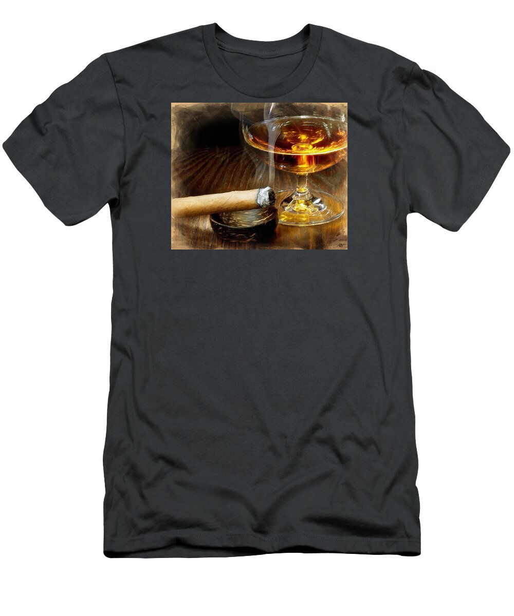 Cigar T-Shirt featuring the painting Cigar And Cordial Painting by Tony Rubino