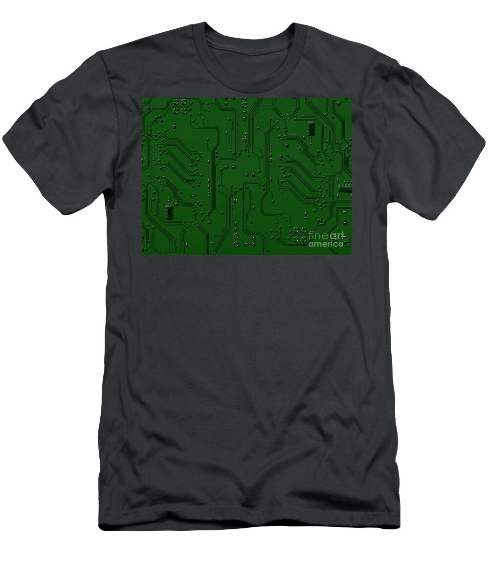 Green T-Shirt featuring the digital art Circuit Board by Peter Awax