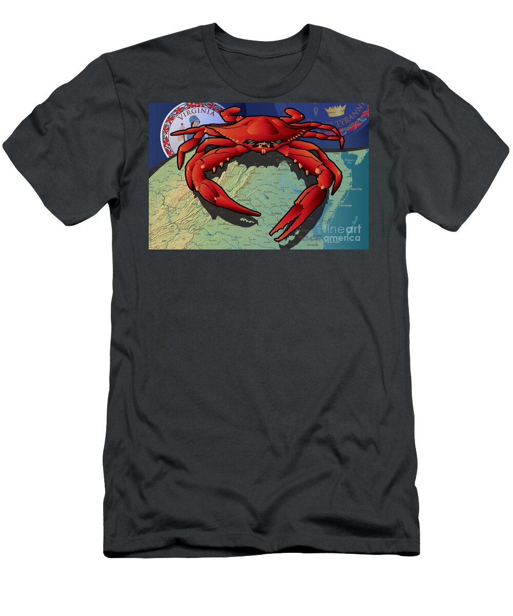 Virginia T-Shirt featuring the digital art Citizen Crab of Virginia by Joe Barsin