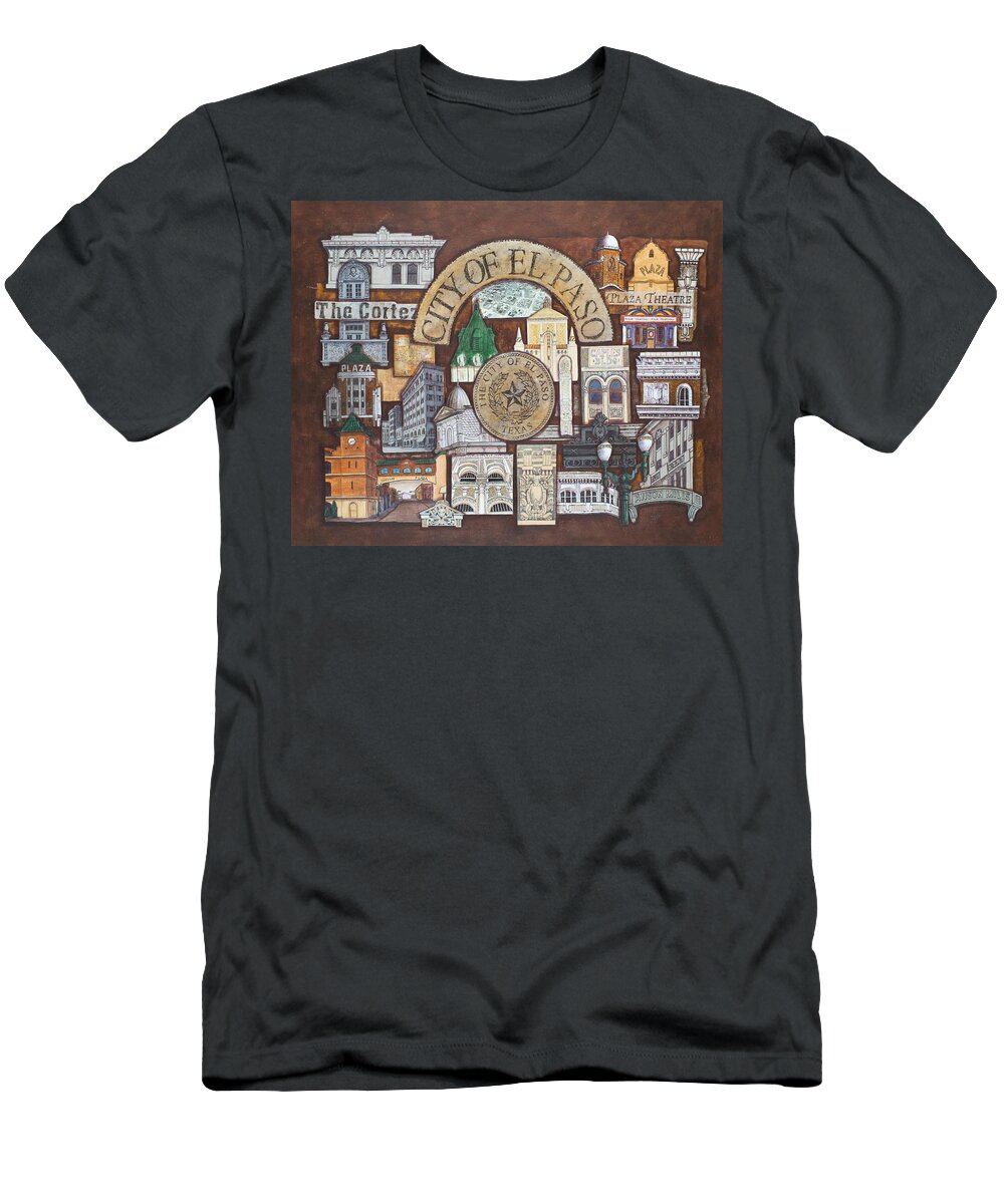 El Paso T-Shirt featuring the mixed media City of El Paso by Candy Mayer