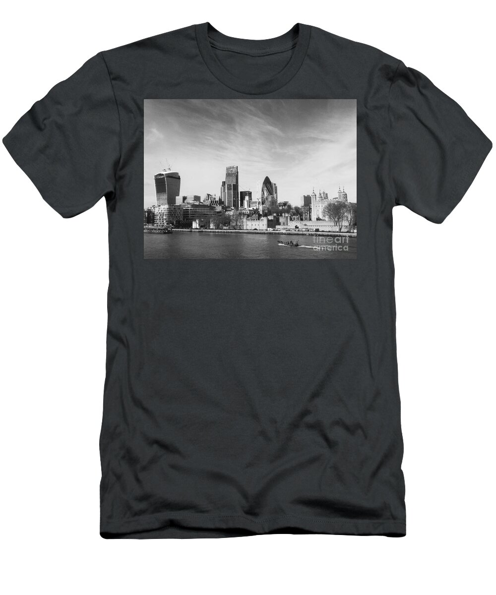 Black And White T-Shirt featuring the photograph City of London by Pixel Chimp