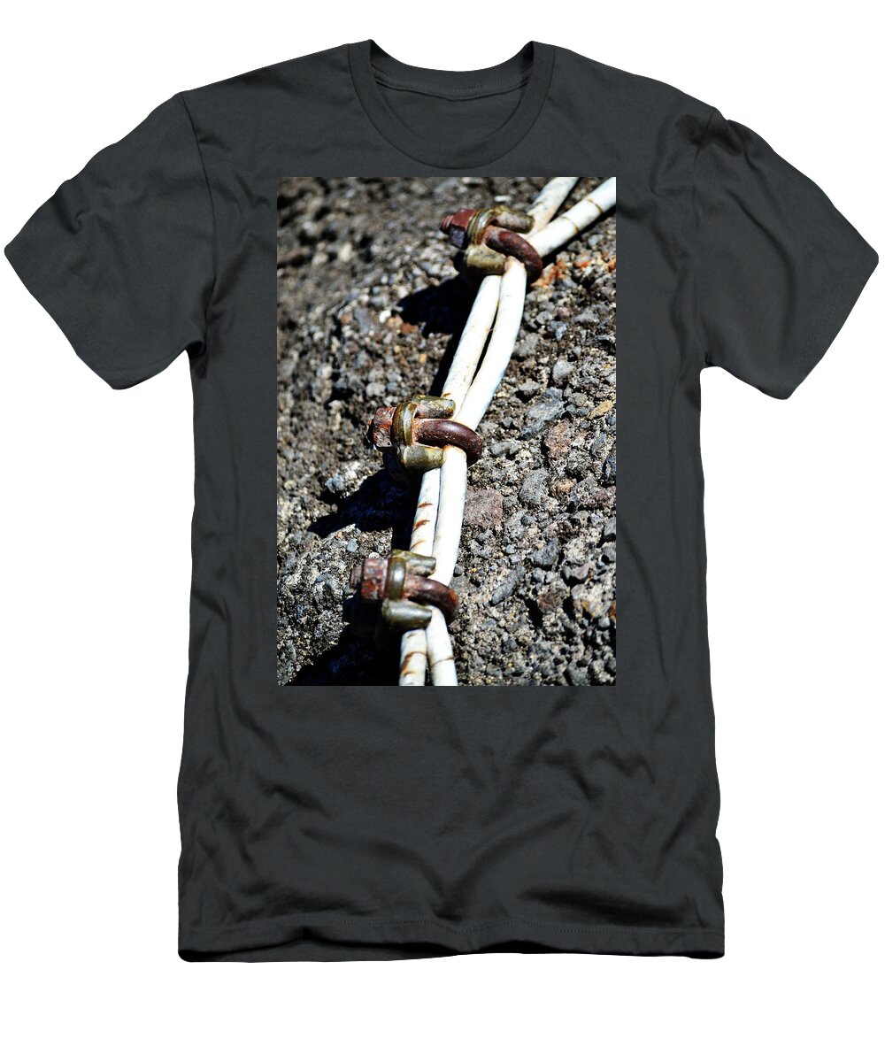 Clamp T-Shirt featuring the photograph Clamped Cables by Holly Blunkall