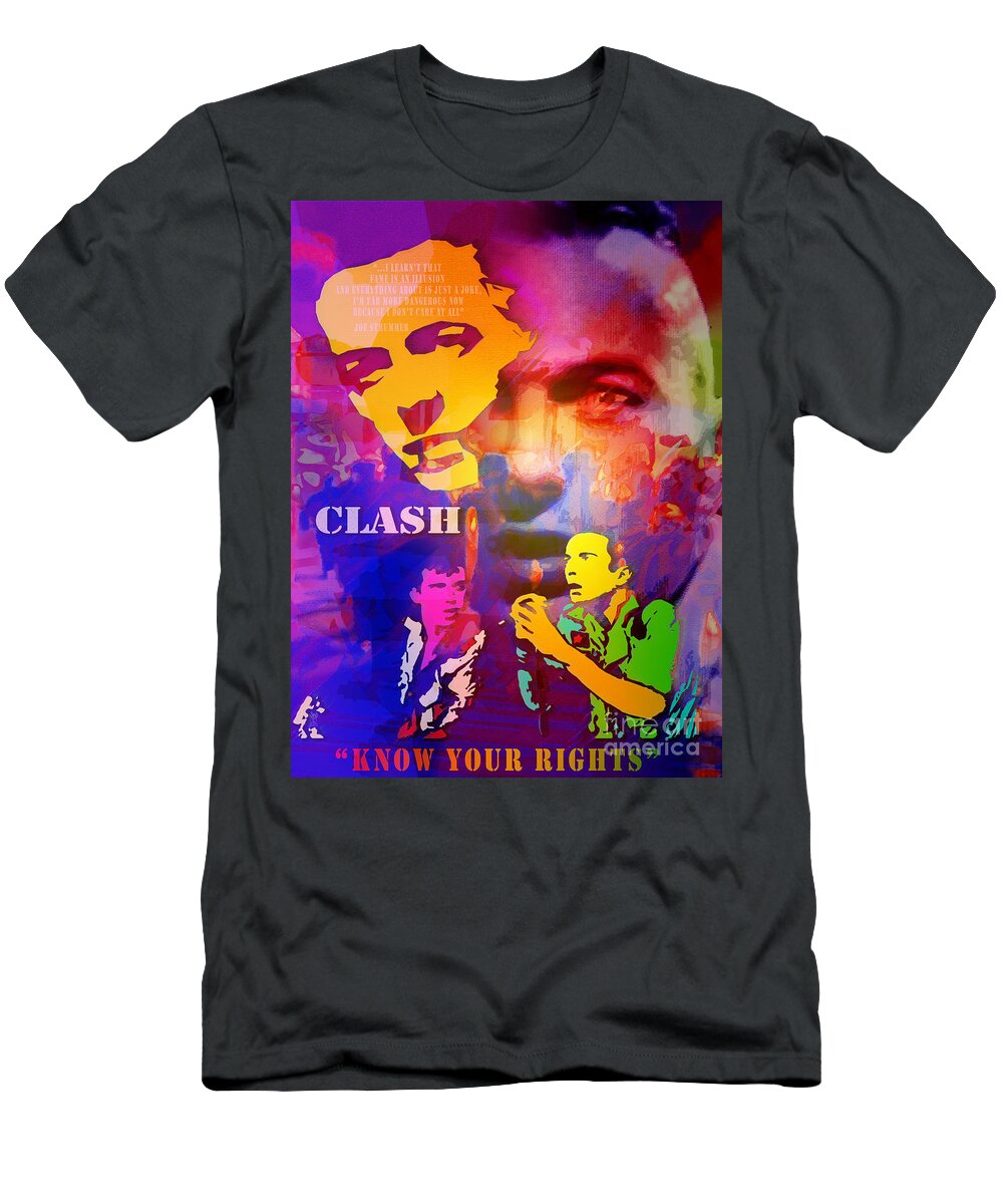 Punk T-Shirt featuring the painting Clash Know Your Rights by Neil Finnemore