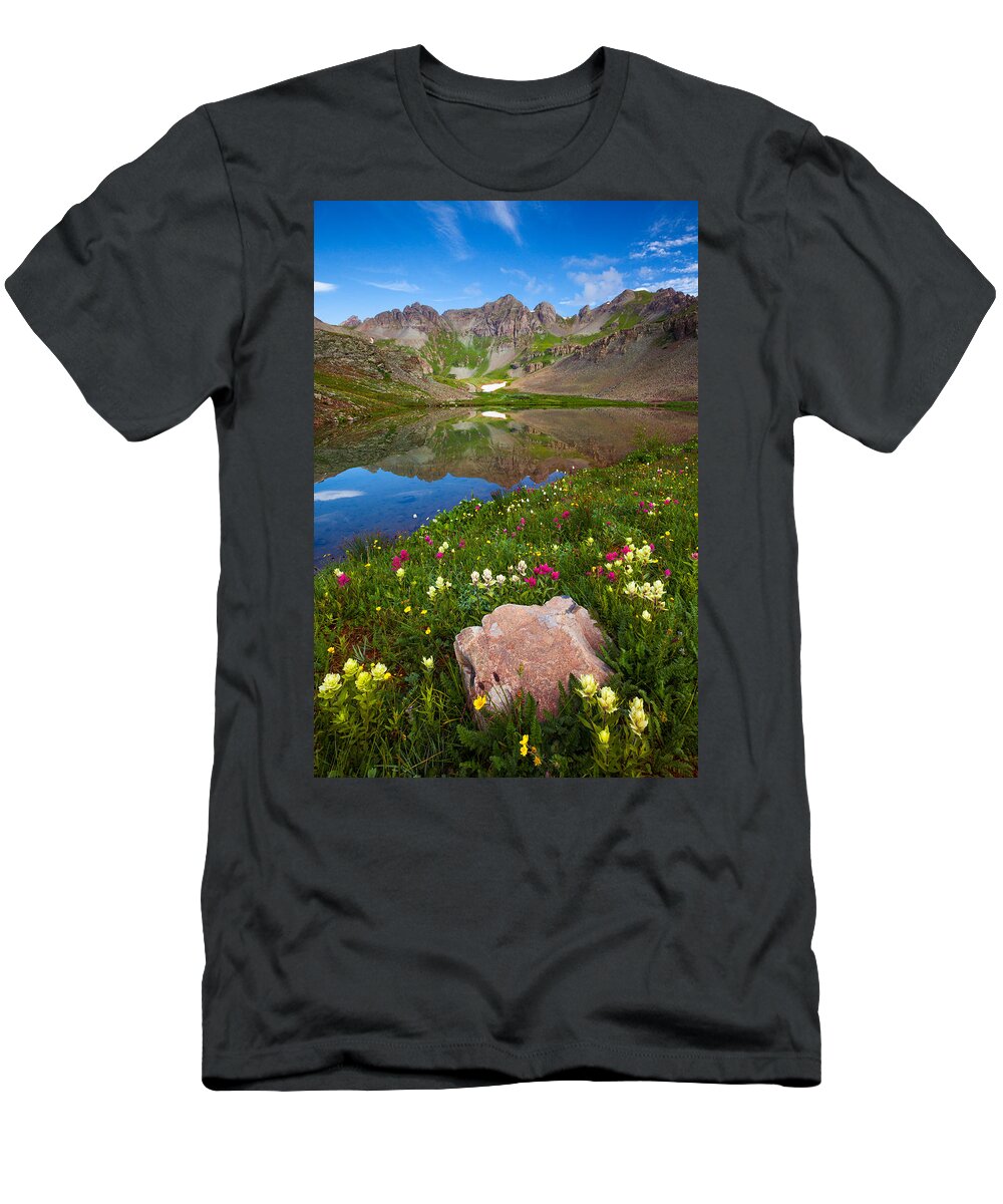 Wildflowers T-Shirt featuring the photograph Clear Lake Morning by Darren White