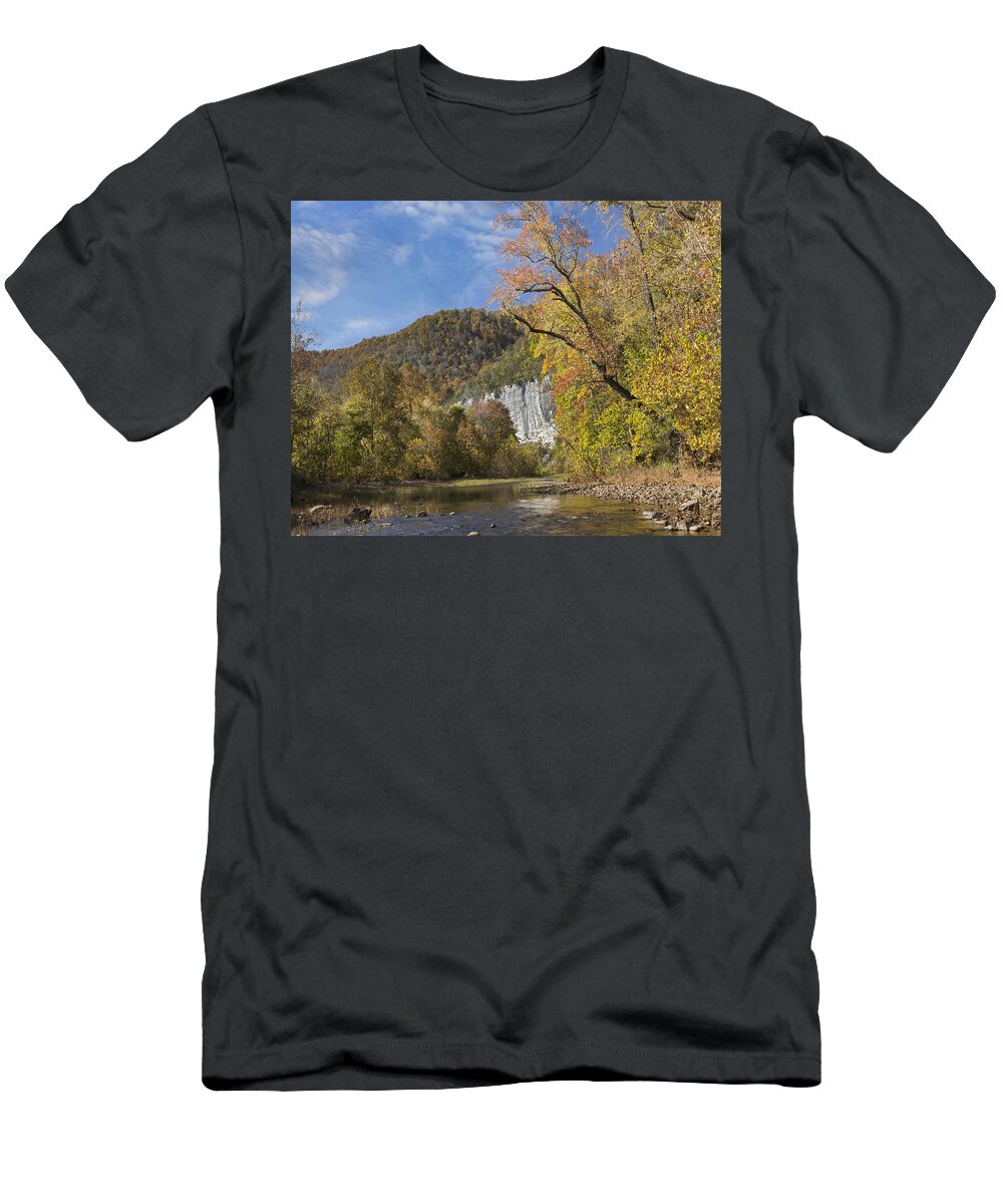 Tim Fitzharris T-Shirt featuring the photograph Cliffs And River Roark Bluff Buffalo by Tim Fitzharris