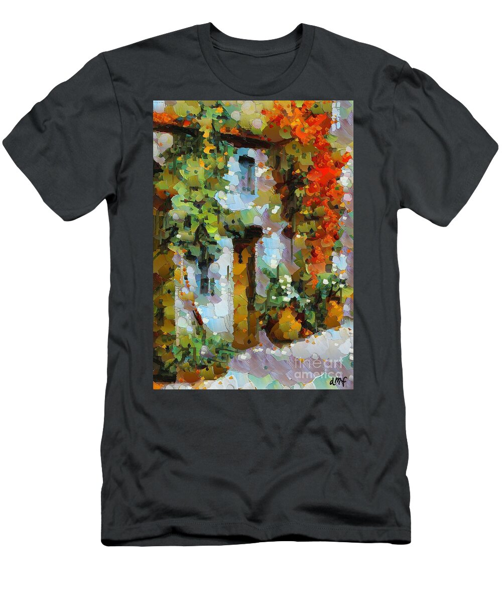 Landscapes T-Shirt featuring the painting Climbing red rose by Dragica Micki Fortuna