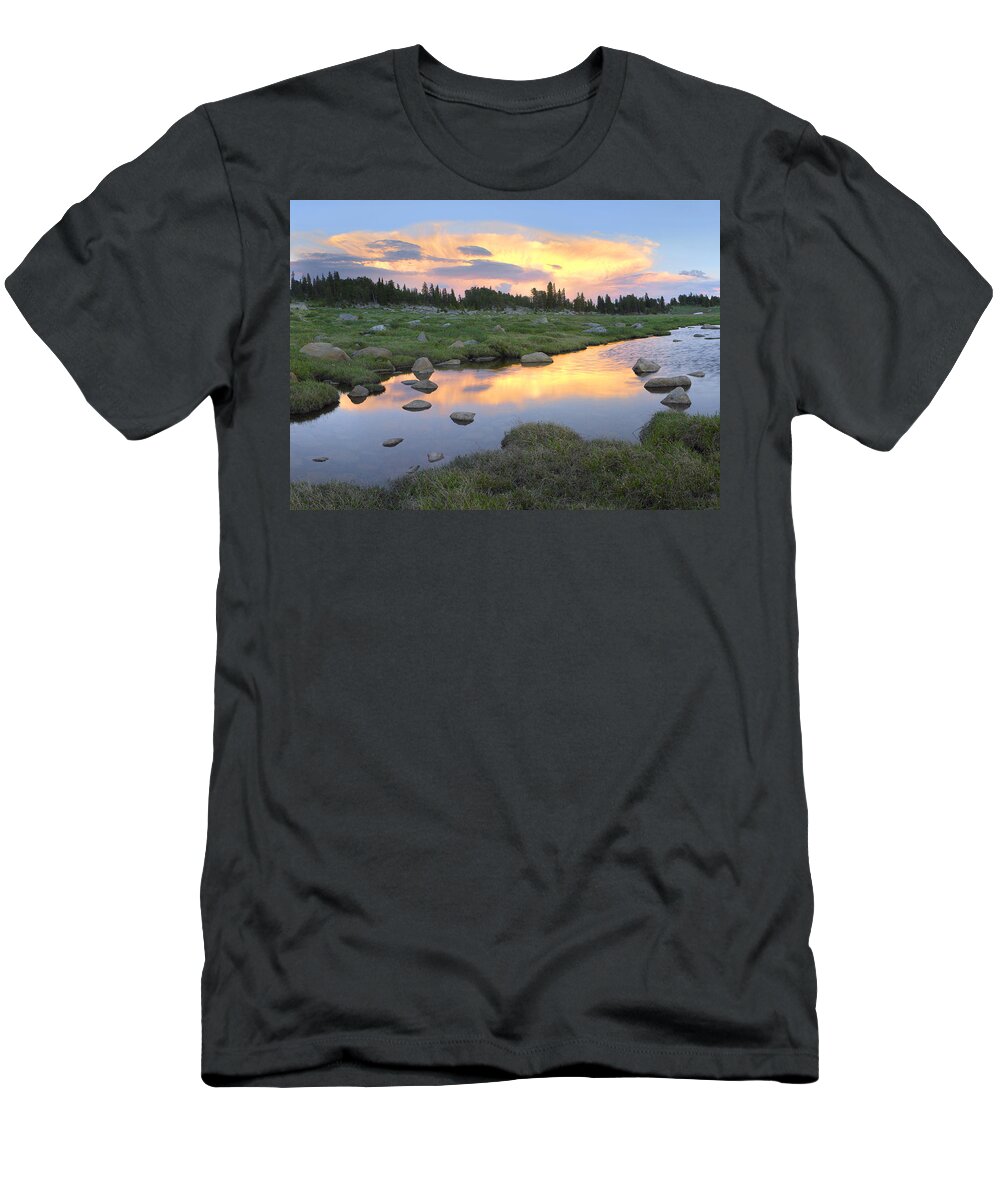 Feb0514 T-Shirt featuring the photograph Clouds And Sunset Hellroaring Plateau by Tim Fitzharris
