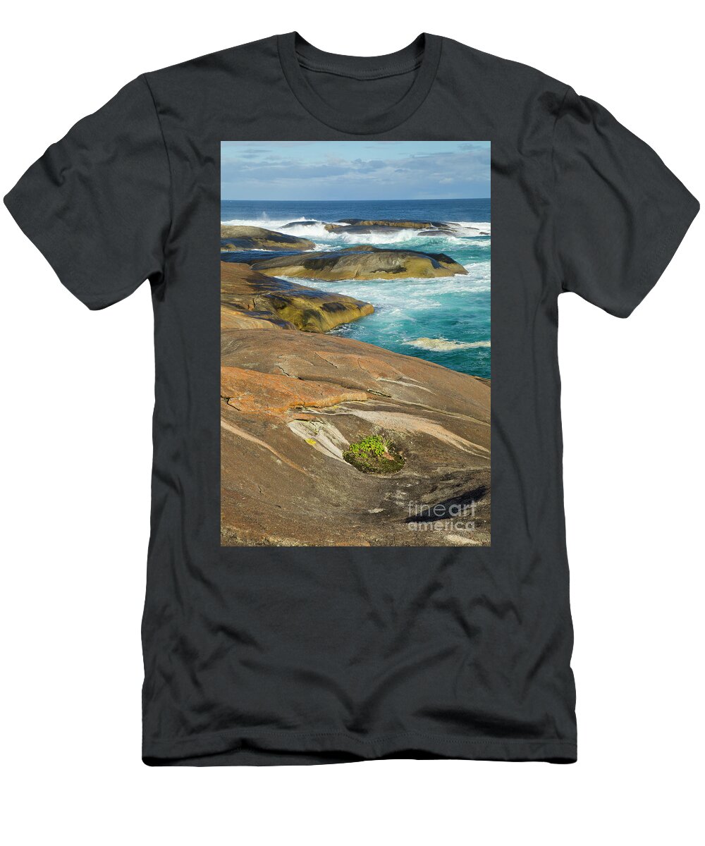 00463486 T-Shirt featuring the photograph Coastal Rocks Along William Bay by Yva Momatiuk John Eastcott