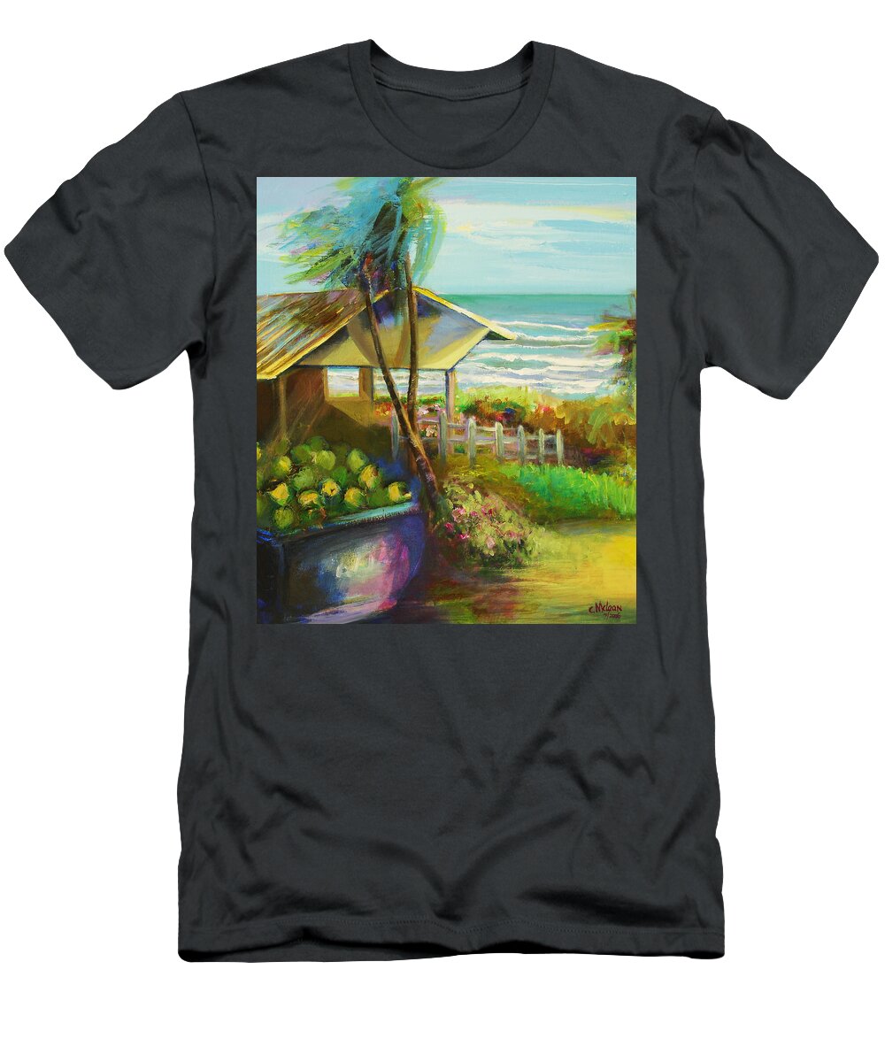 Abstract T-Shirt featuring the painting Coconuts by the Beach by Cynthia McLean