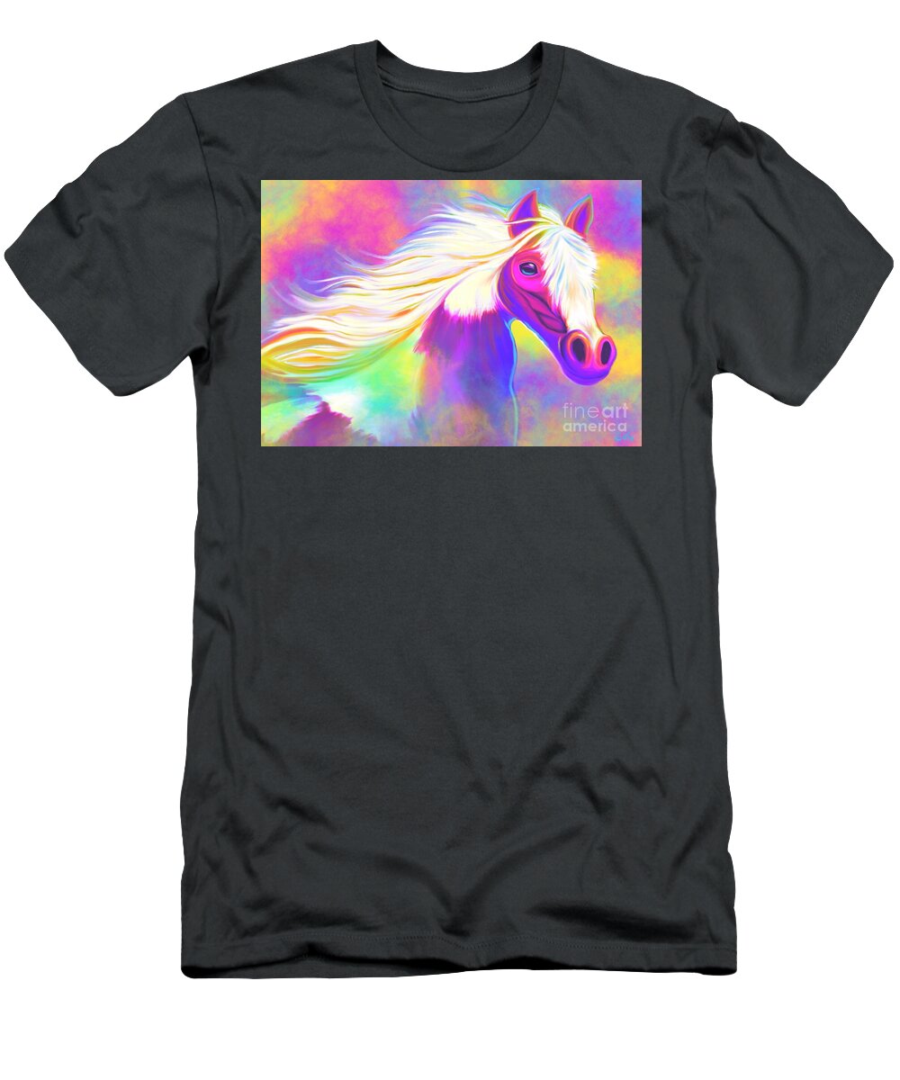 Pony T-Shirt featuring the painting Colorful Painted Pony by Nick Gustafson