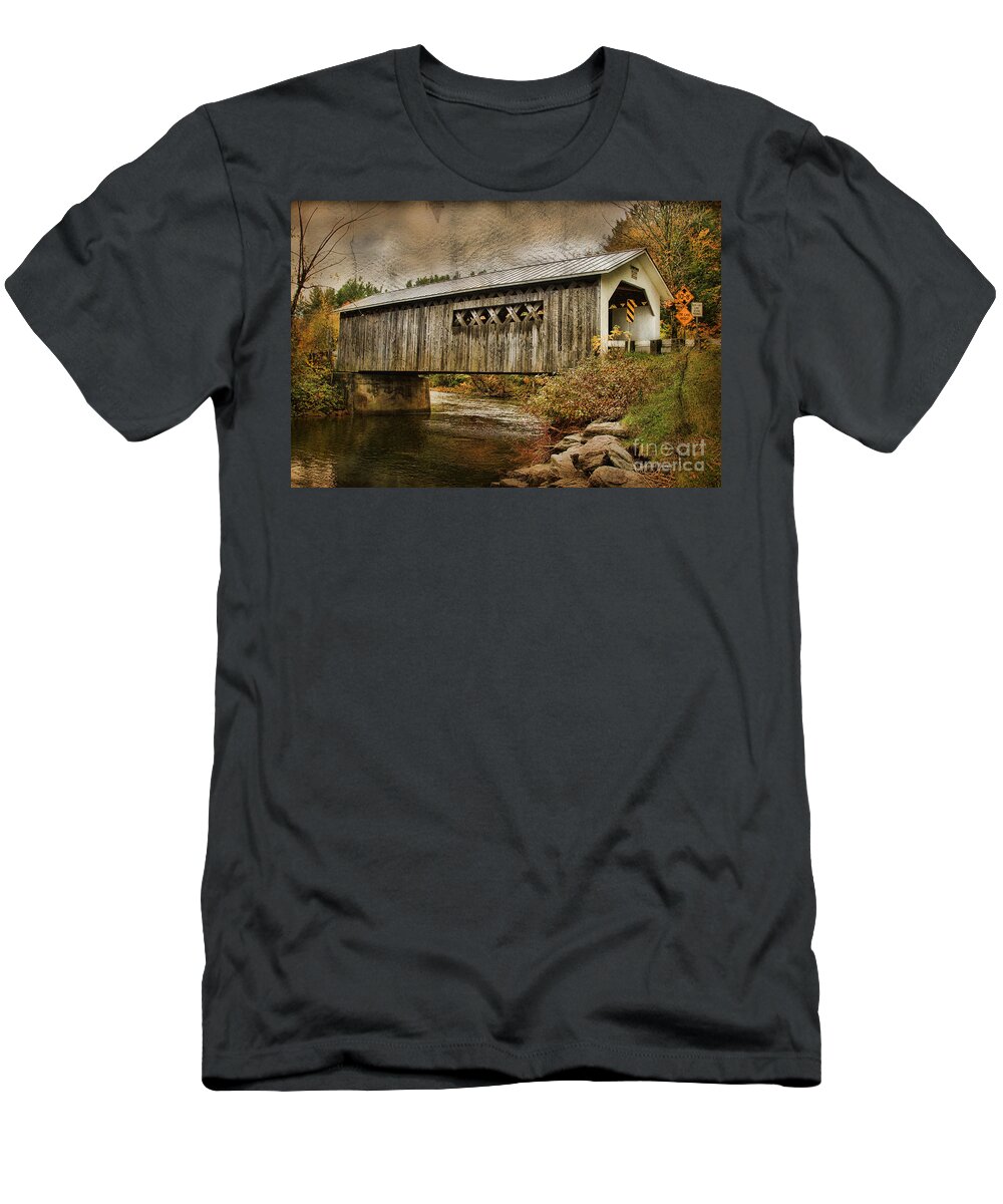 Vermont Bridge T-Shirt featuring the photograph Comstock Bridge 2012 by Deborah Benoit