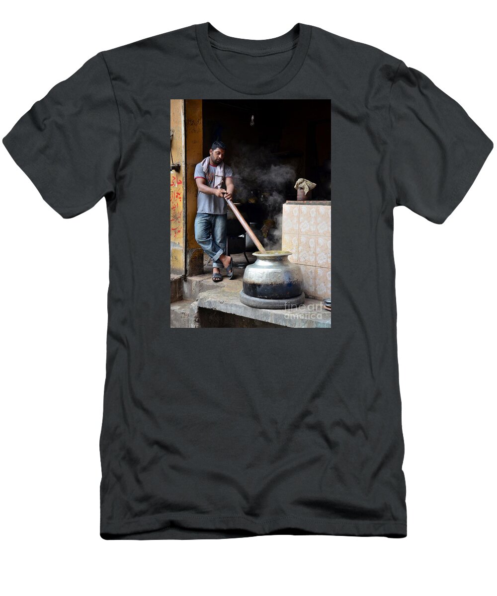 Breakfast T-Shirt featuring the photograph Cooking breakfast early morning Lahore Pakistan by Imran Ahmed