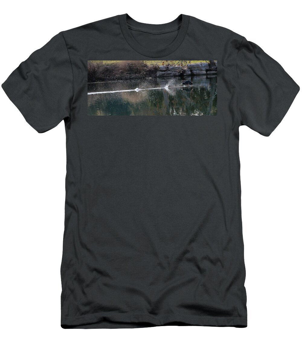 Duck T-Shirt featuring the photograph Cormorant take-off by John Johnson