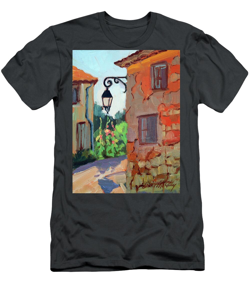 Corner Street T-Shirt featuring the painting Street Corner in St. Colombe by Diane McClary