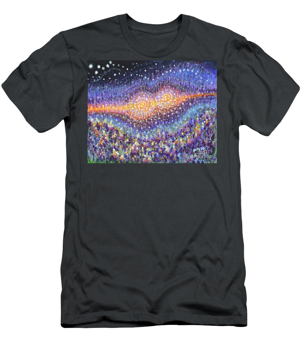 Night T-Shirt featuring the painting Cosmoremos by Holly Carmichael