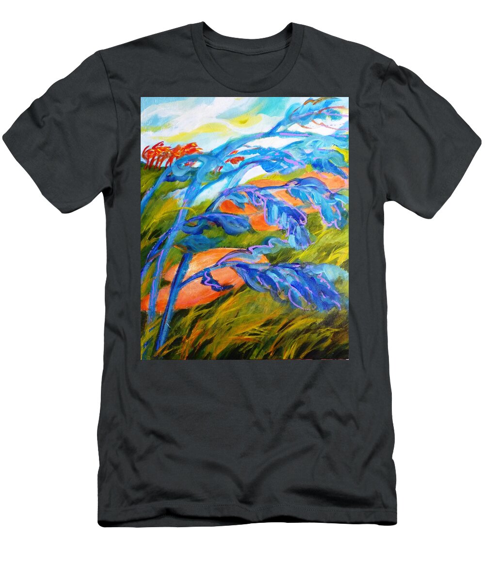 Windy T-Shirt featuring the painting Count the Wind by Betty M M Wong