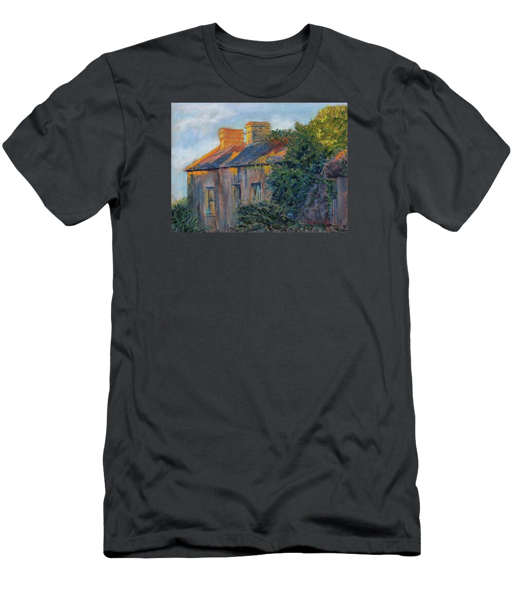 Irish Cottage T-Shirt featuring the painting County Clare Late Afternoon by Mary Benke