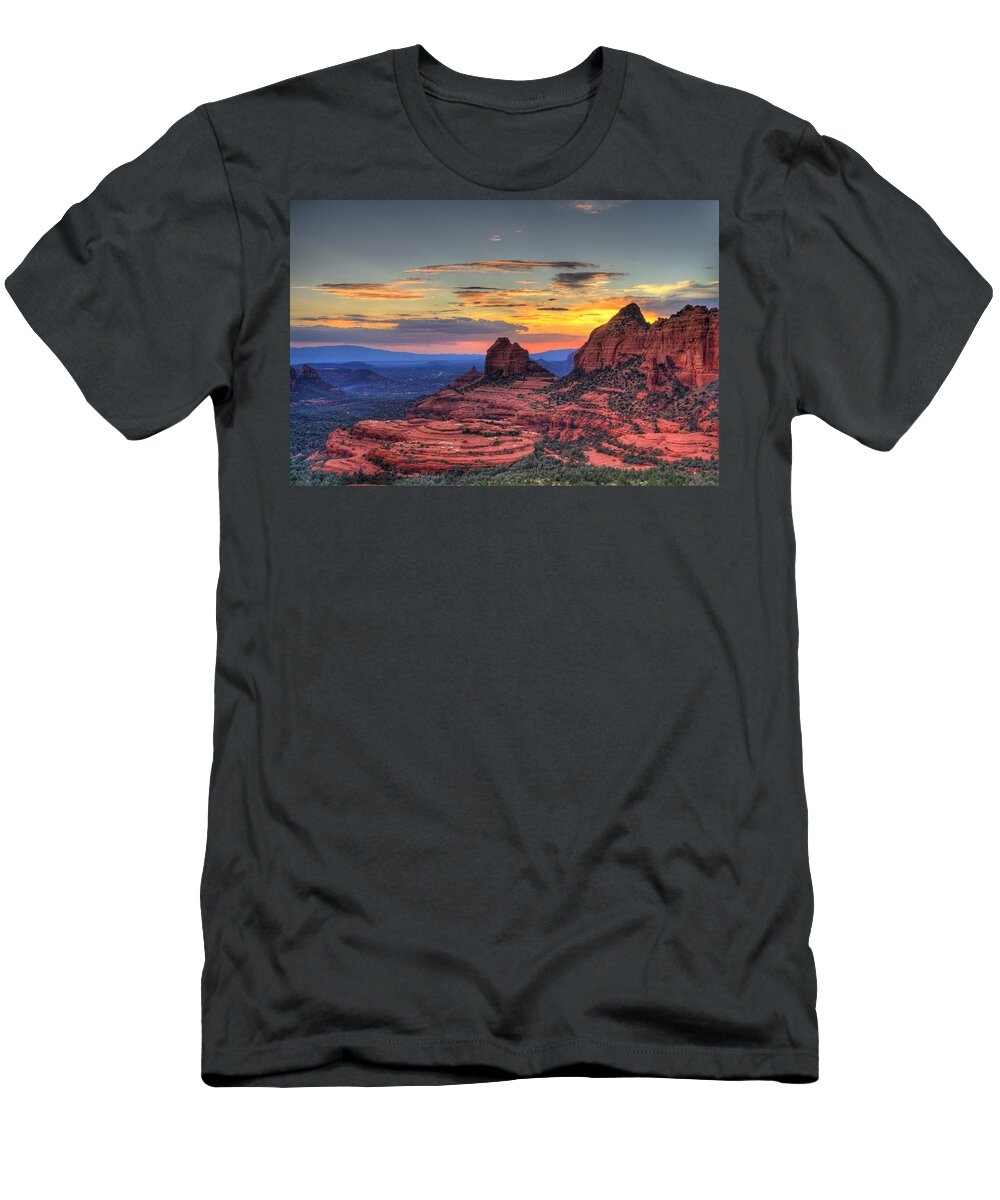 Red Rocks T-Shirt featuring the photograph Cow Pies Sunset by Alexey Stiop