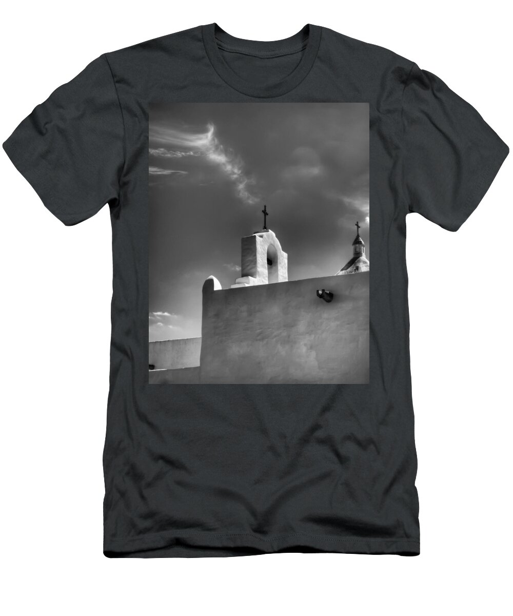 Goliad T-Shirt featuring the photograph Crosses of Espirtu Santo Black and White by Joshua House