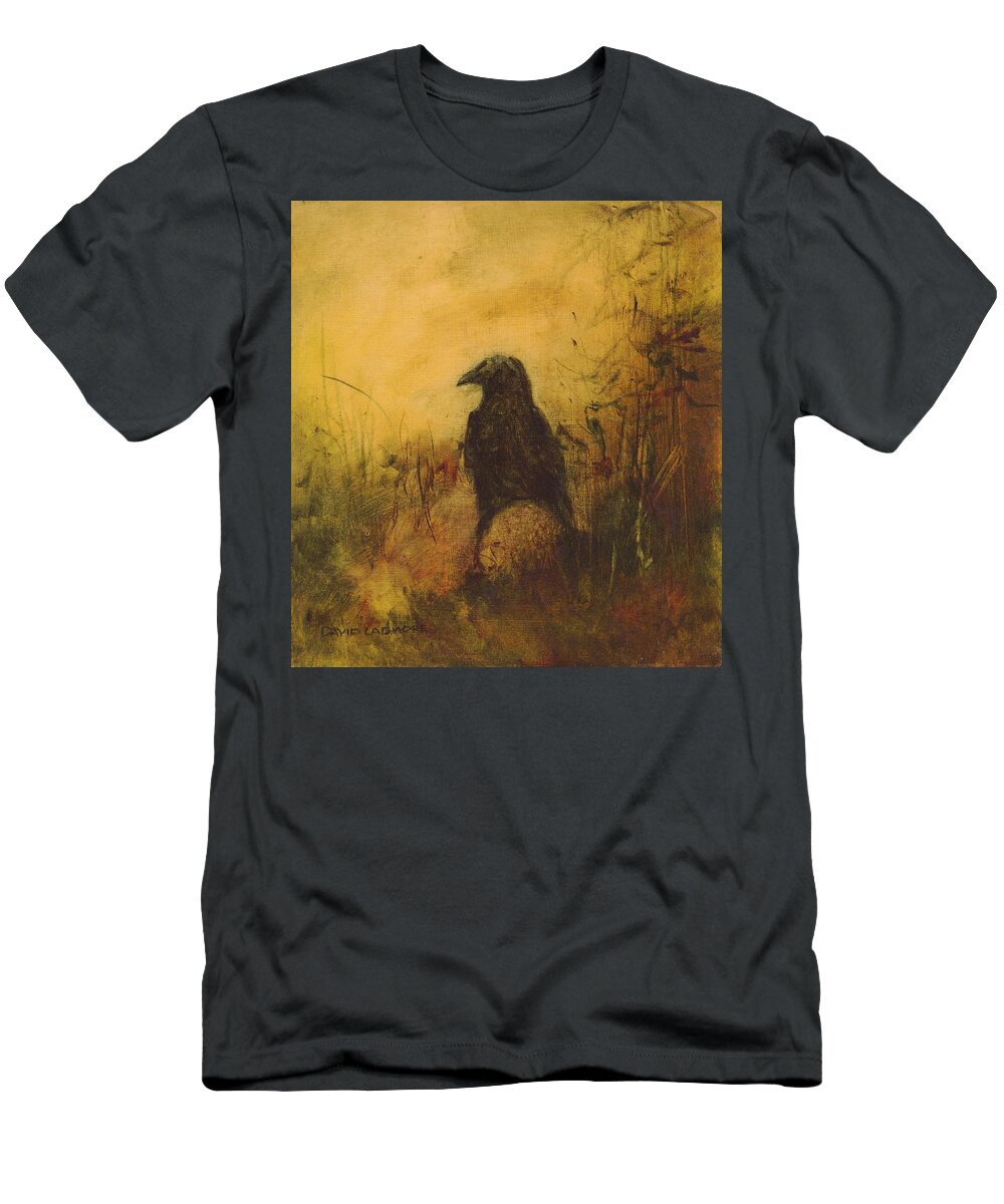 Crow T-Shirt featuring the painting Crow 7 by David Ladmore
