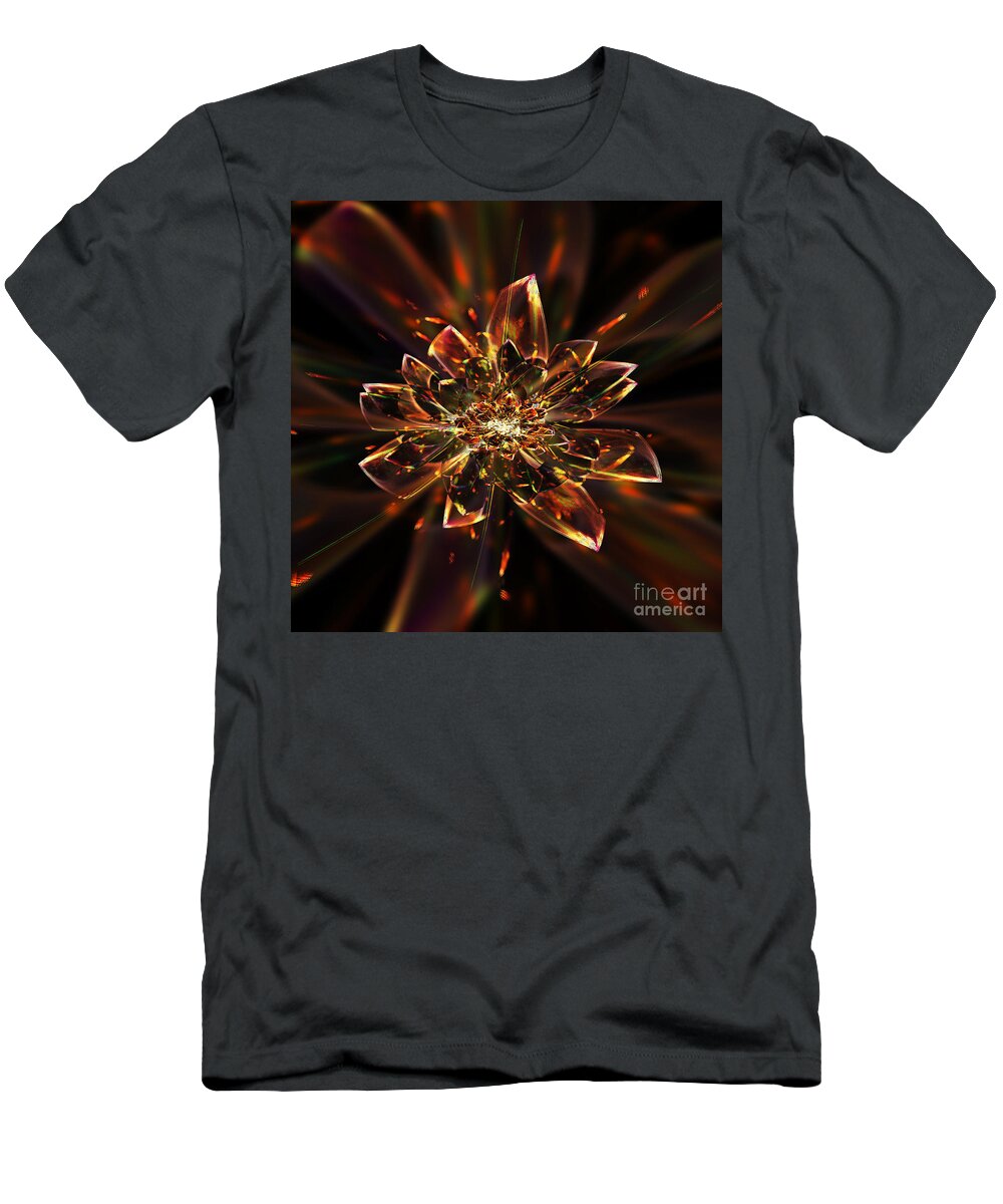 Fractal T-Shirt featuring the digital art Crystal Flower by Klara Acel