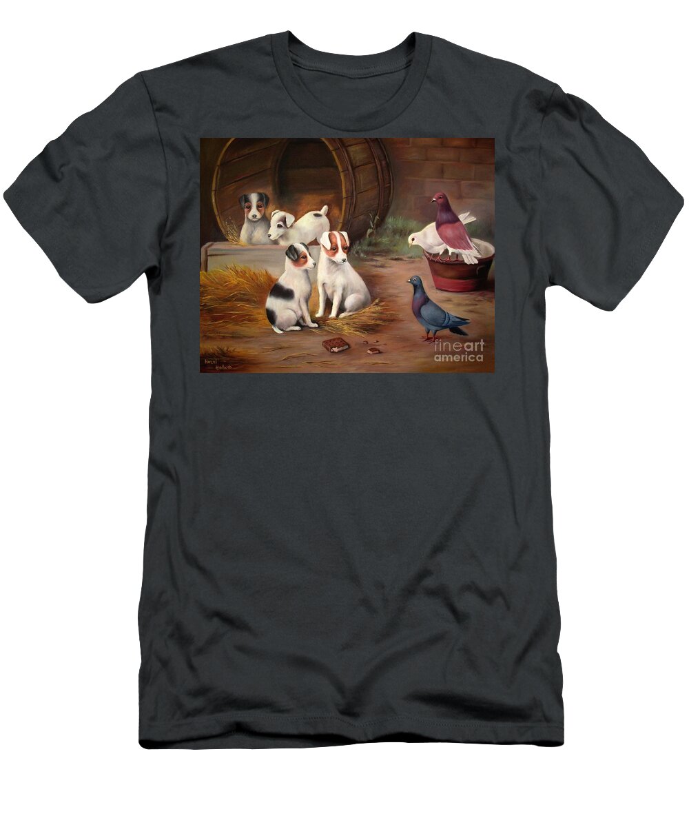 Animals T-Shirt featuring the painting Curious Friends by Hazel Holland