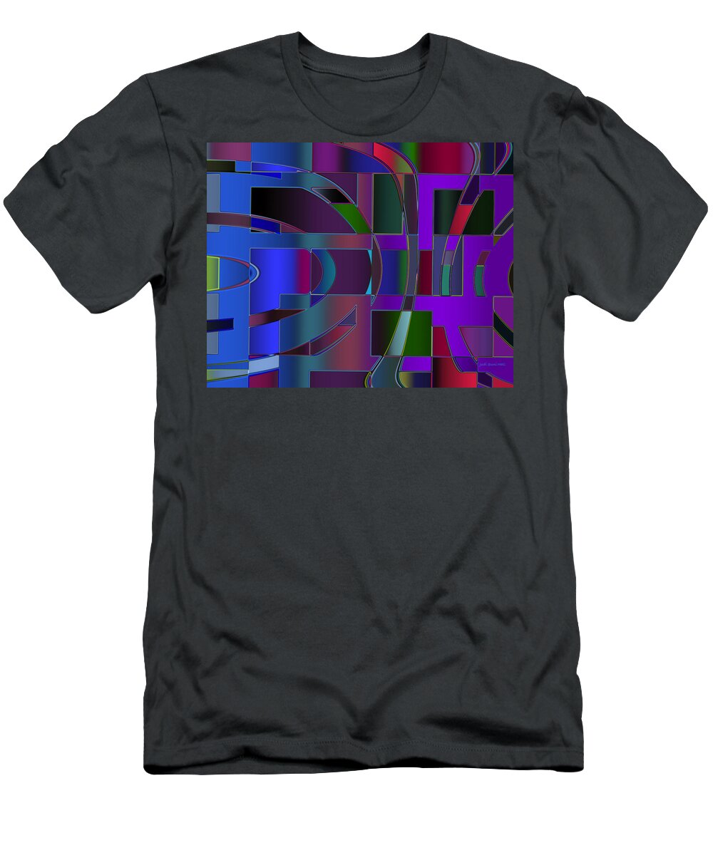 Geometric T-Shirt featuring the digital art Curves and Trapezoids 2 by Judi Suni Hall