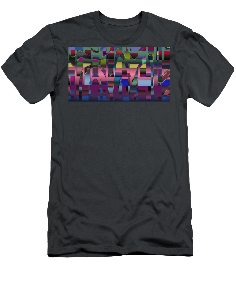 Geometric T-Shirt featuring the digital art Curves and Trapezoids by Judi Suni Hall