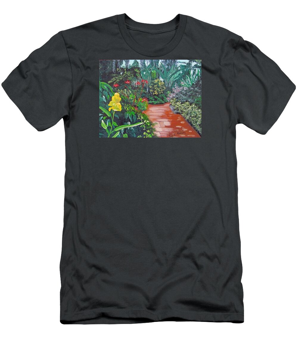 Cypress Gardens In Florida T-Shirt featuring the painting Cypress Gardens by Luis F Rodriguez