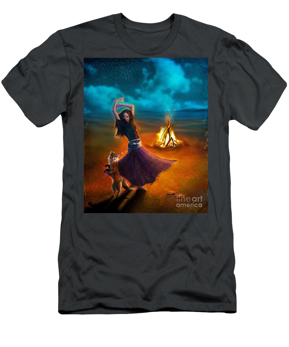 Girl T-Shirt featuring the digital art Dance Dervish Fox by MGL Meiklejohn Graphics Licensing